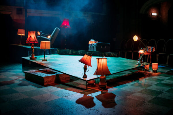 Photo of the set for Bluebeard's Castle from the original production.